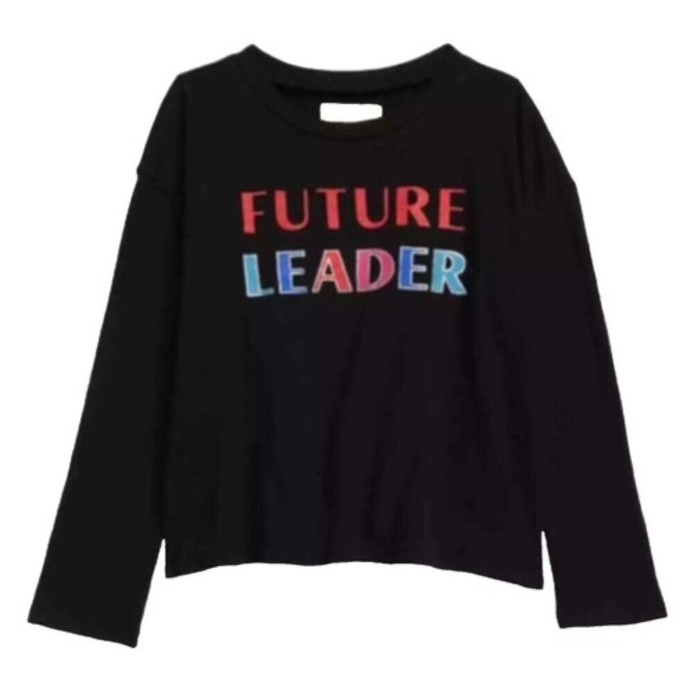 Tucker + Tate Kids Long Sleeve Future Leader Pullover Cotton Tee Black Sze 7 NWT